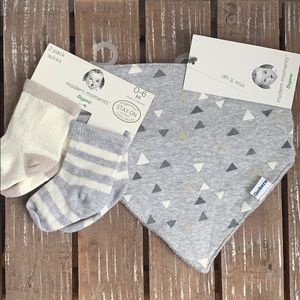 Baby socks and bandana style bib